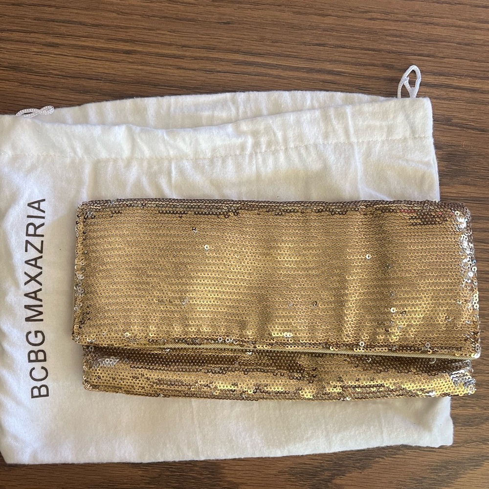 BCBGMaxAzria Sparkling Gold Sequin Clutch